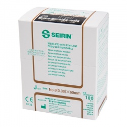 SEIRIN J-Type Acupuncture Needles with Guide Tube 0.30 x 60mm (Pack of 100)